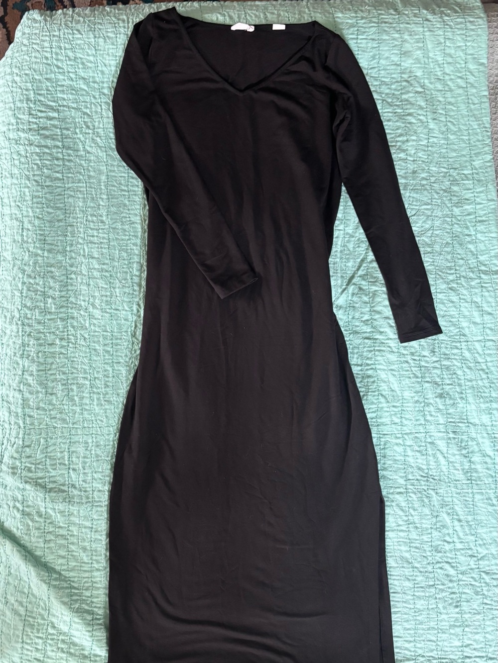 Marcella Long Sleeve Black Stretch Maxi Dress Bodycon